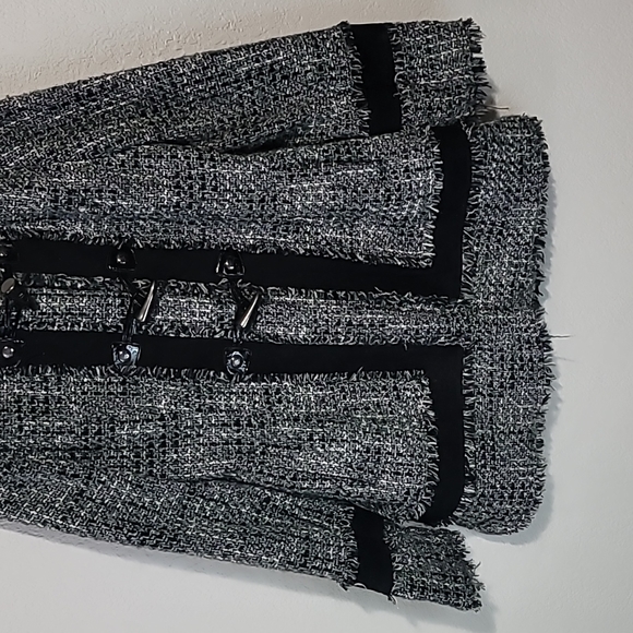 Guess Los Angeles Tweed Black, Gray & White Pea Coat Sz. M - Picture 3 of 10